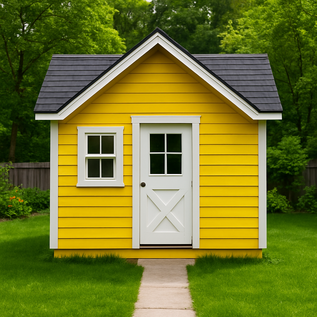 Gartenhaus aus Holz, gelb-weiß, aus Kunstholz, für den Außenbereich, 250 × 220 × 260 cm