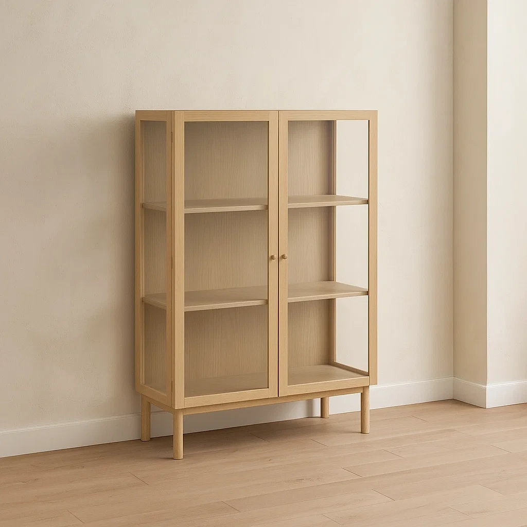 Vitrine, Eiche, Holz und Glas, für den Innenbereich, 100 x 40 x 140 cm