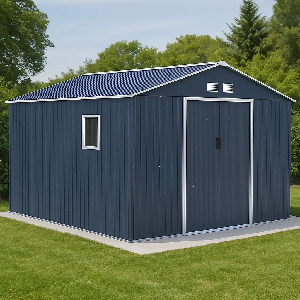 Gartenhaus – Anthrazitgrau – Verzinkter Stahl – Außenbereich – 382 cm x 340 cm x 220 cm – 6KCLPerKrHkp