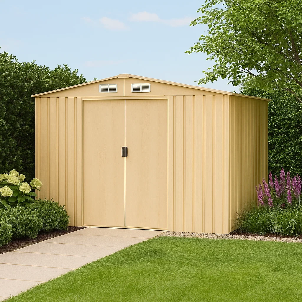 Gartenhaus aus verzinktem Stahl in Holzoptik, 8,1 m² - BXLpySX147oa