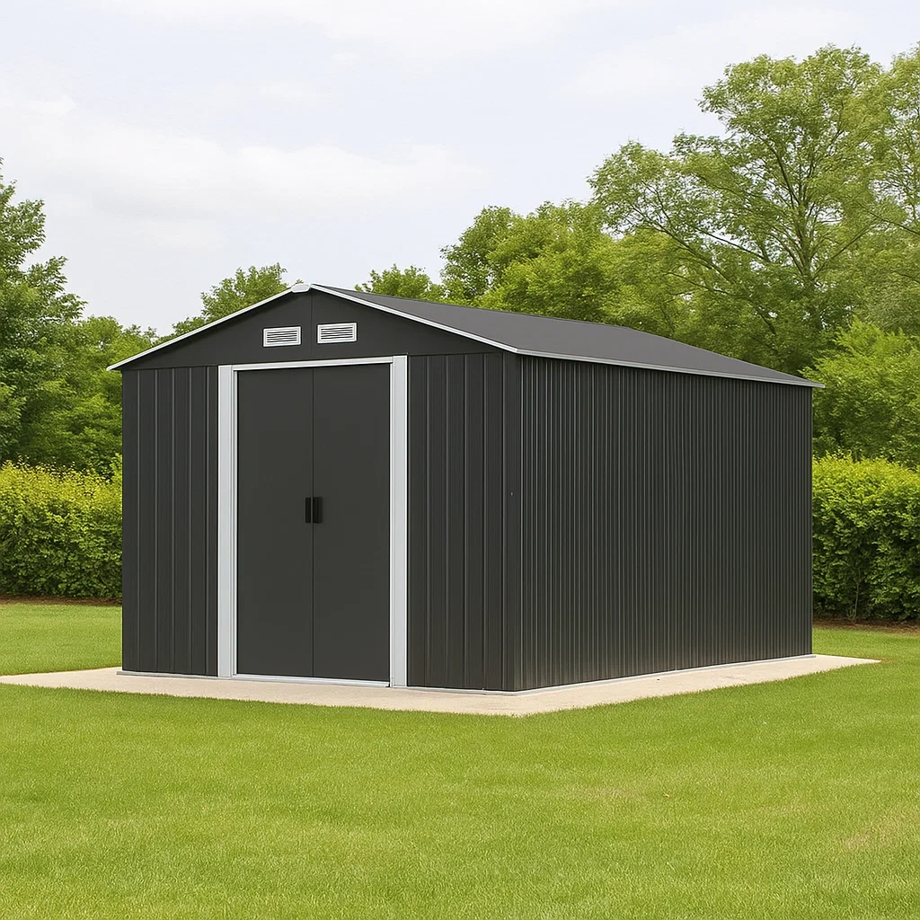 Gartenhaus, schwarz, Metall, zur Aufbewahrung im Freien, 460 x 260 x 252 cm