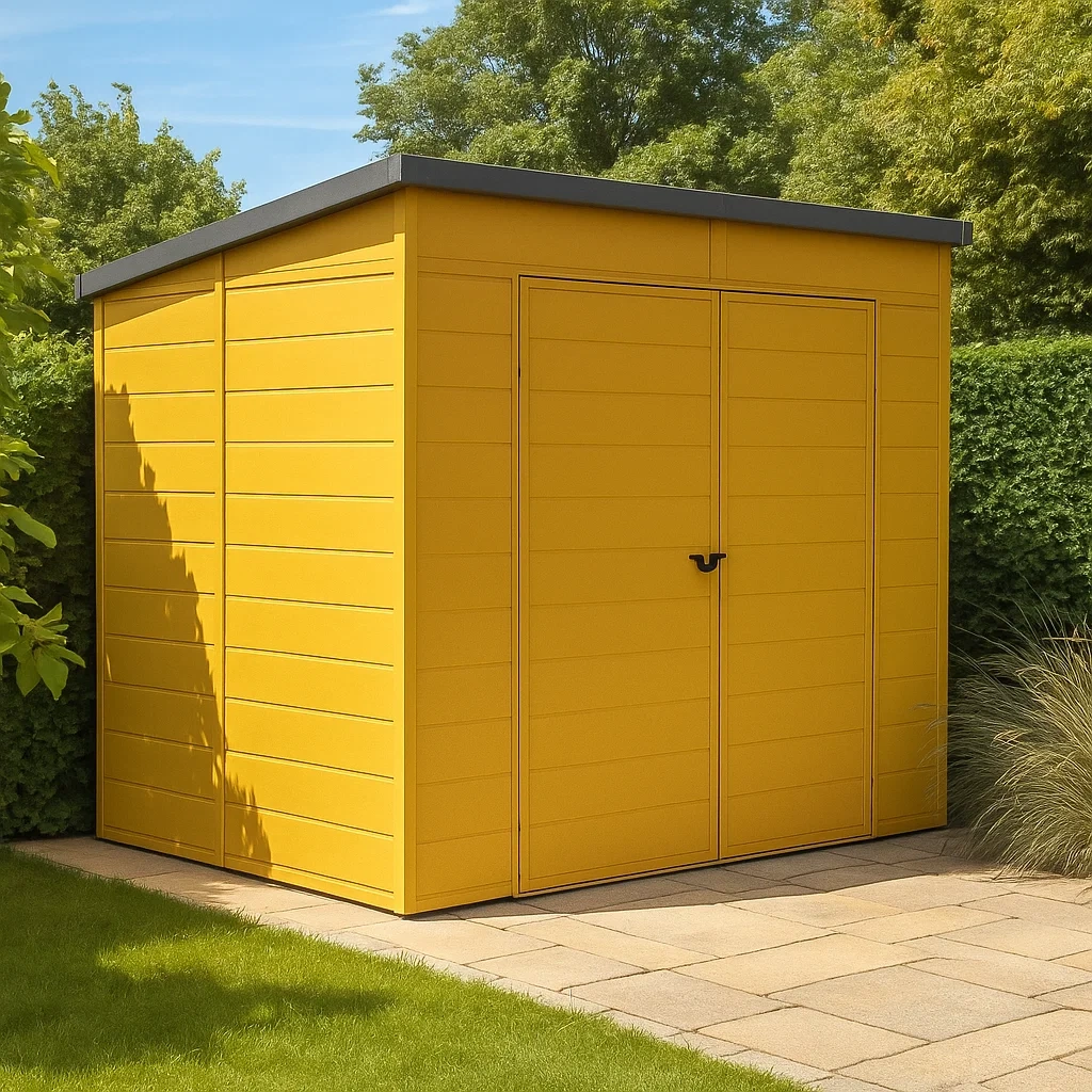 Gartenhaus aus senffarbenem, verzinktem Stahl, 4,44 m² - qyMURiy138tq