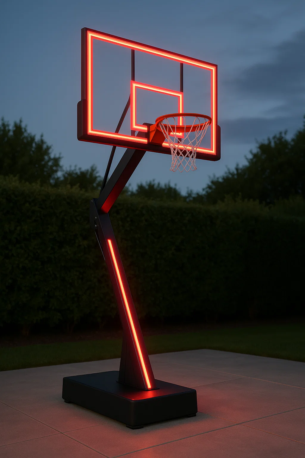Sport-Basketballkorb, schwarz-rot, Stahl, für den Außenbereich, 75×71×205 cm, VYNtQAnr99et