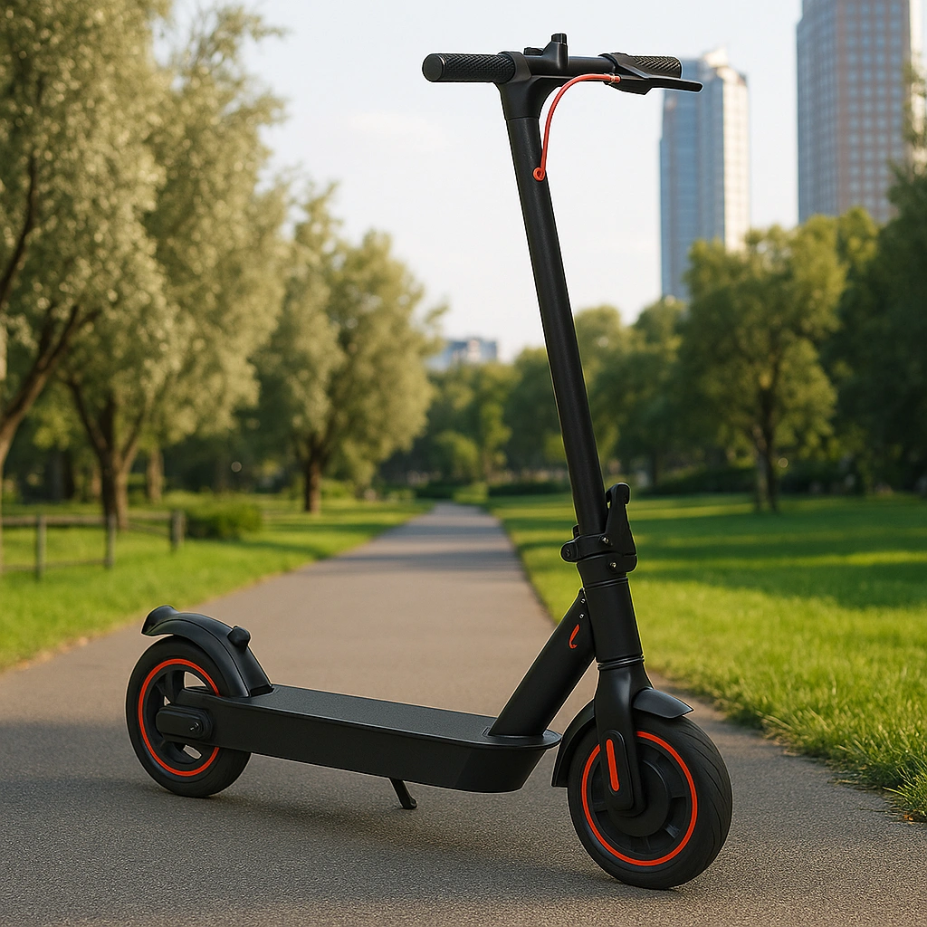 Kinderroller aus schwarzem und rotem Stahl