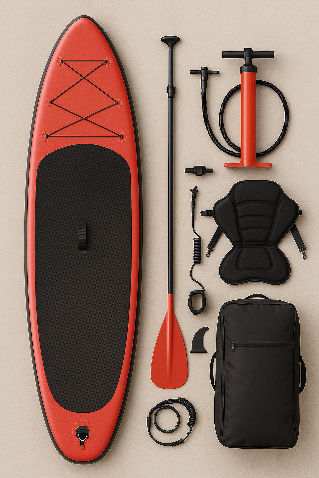Aufblasbares Paddleboard, rot-schwarz, PVC, für Meer und Fluss, 320 × 84 × 15 cm, zjOeRSx549yX