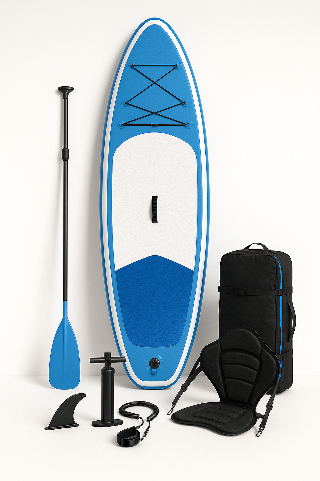 Aufblasbares Stand-Up-Paddle-Board, weiß-blau, PVC, geeignet für Meer und See, 305 × 80 × 15 cm, MHpJNbR558Pr