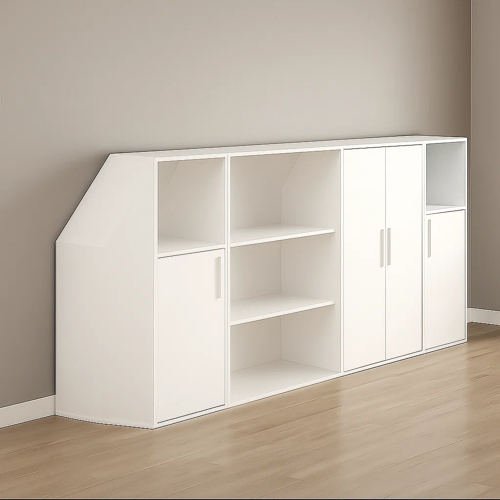 Weißes Melamin-Dachbodenregal für Schlafzimmer oder Abstellraum, 278,8 × 50 × 110 cm - ENMCjpm5Psob