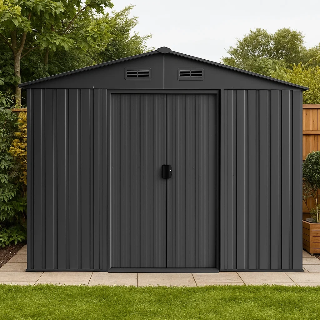 Gartenhaus aus anthrazitfarbenem, verzinktem Stahl, 7,03 m² - ZzASITn136vU