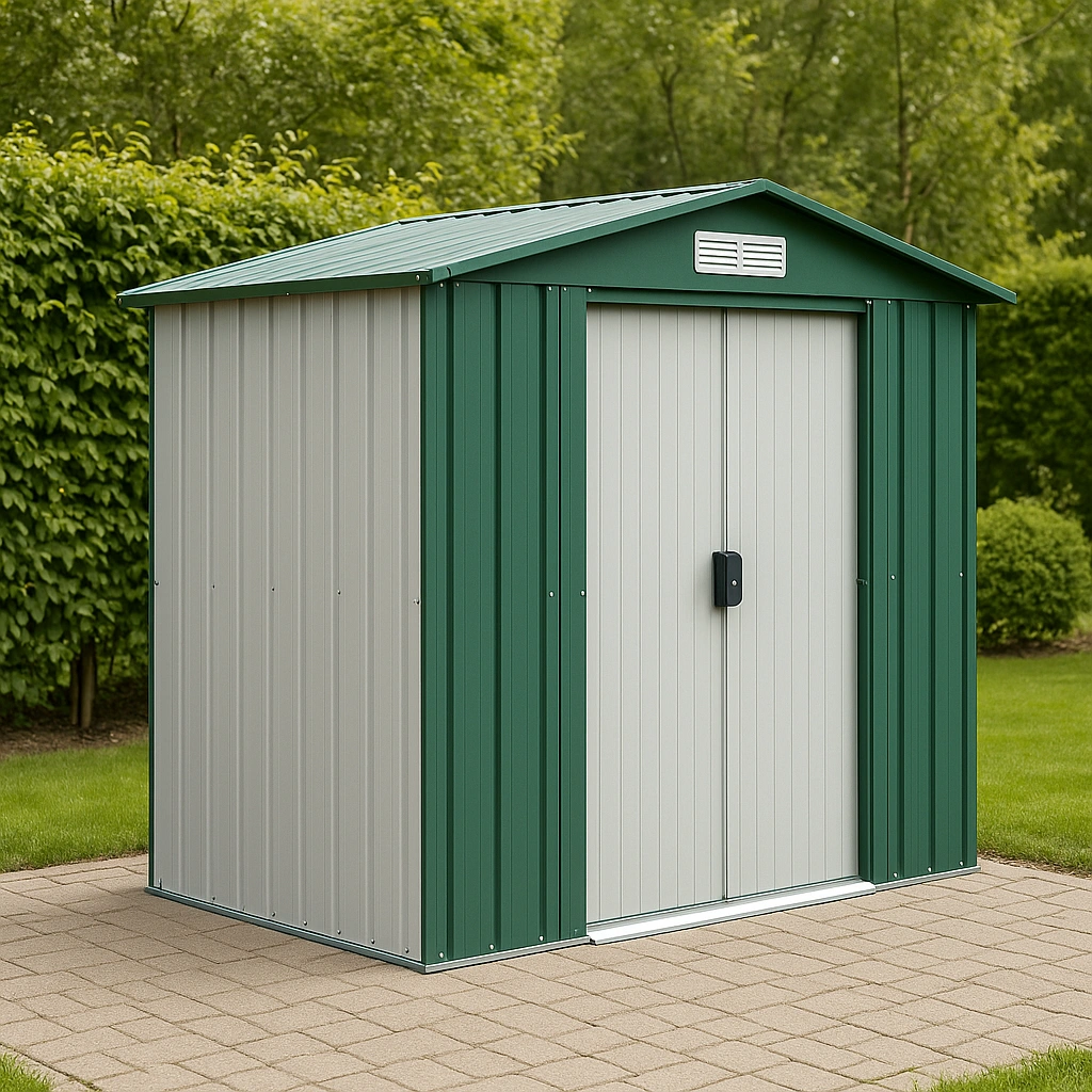 Metallschuppen, grün/grau, verzinkter Stahl, Gartenschuppen 210x110x230 cm - kghMFim326zE