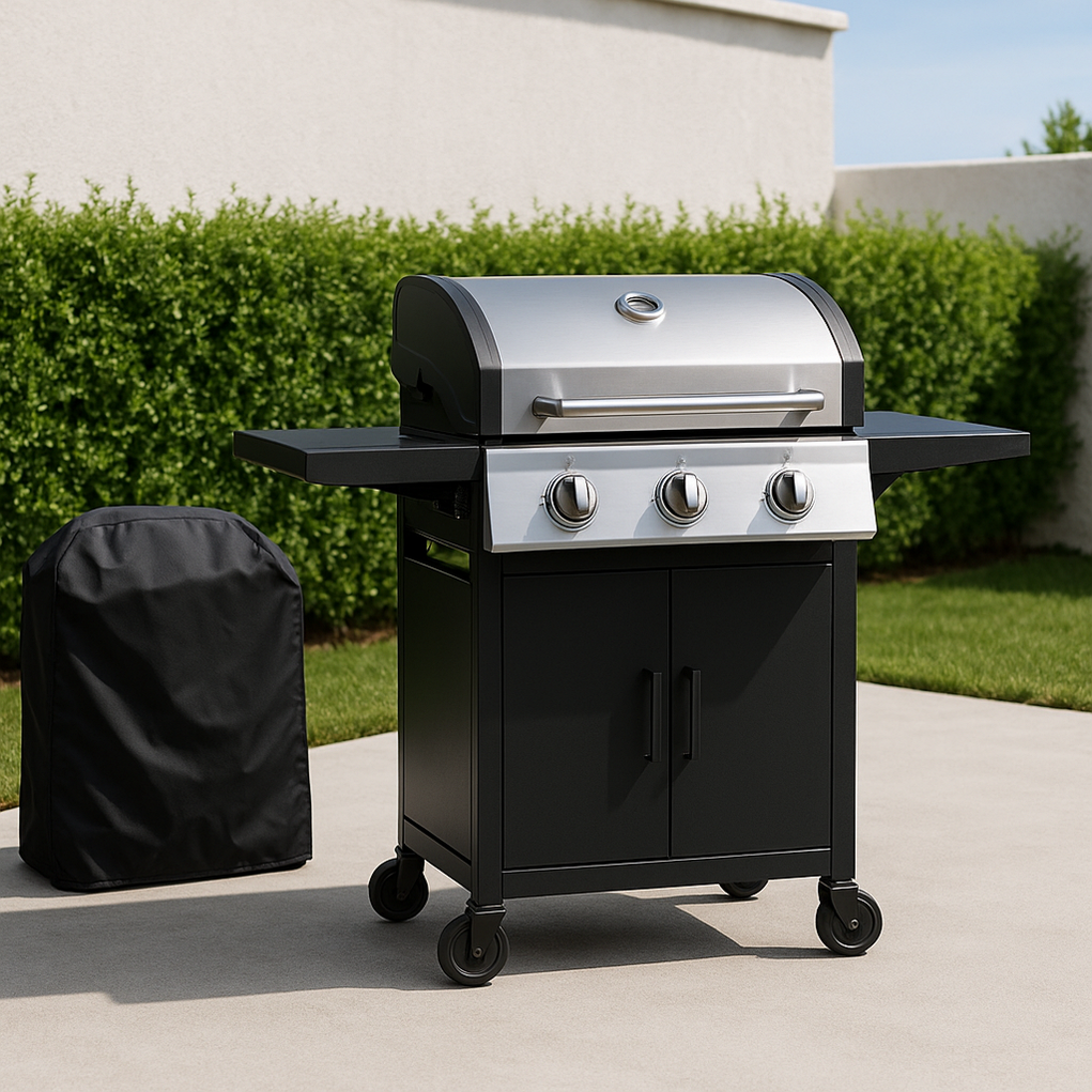 Gasgrill 110x60x130 cm schwarzer Stahl YXQMPyy357ey