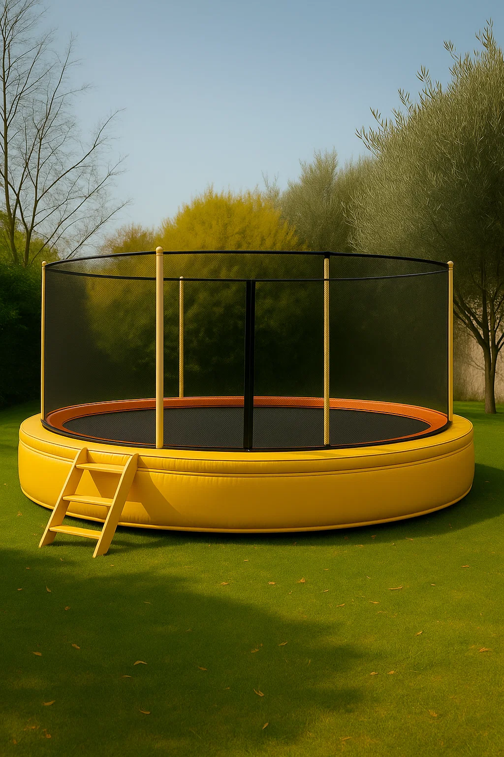 Rundes gelbes PVC-Kindertrampolin für den Garten 220x220x200 cm OeMXADx112Ae