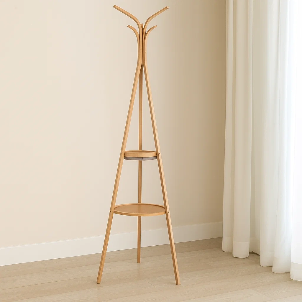 Freistehende Garderobe aus Bambus, braunes Holz, für den Innenbereich, 60×60×170 cm - AVFDvtX23wJe