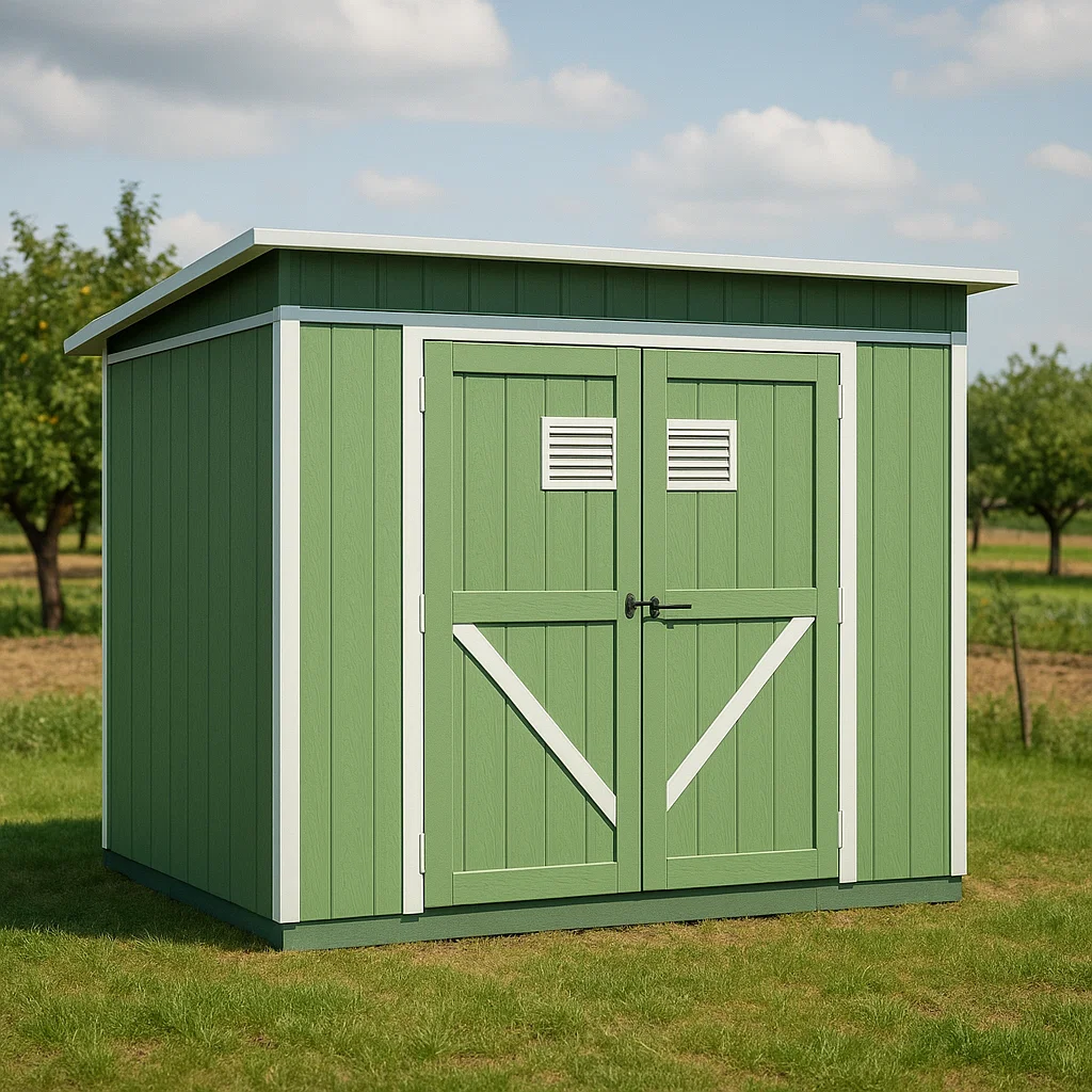 Gartenhaus, grün mit weißen Kanten, aus Verbundmaterial für den Außenbereich, 215 x 175 x 200 cm cxefMEE177nw