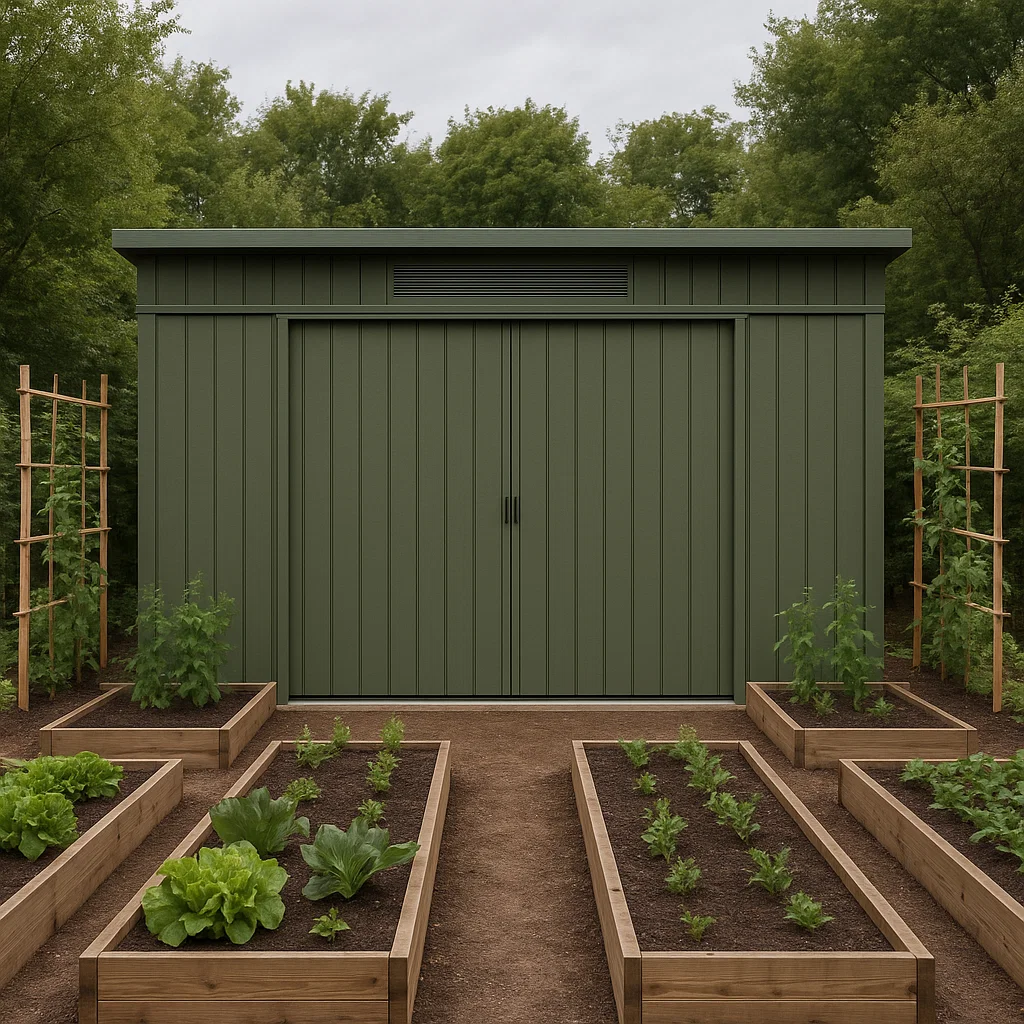 Gartenhaus Olivgrün, Metall, 260×190×210 cm, nclPlfg200KN