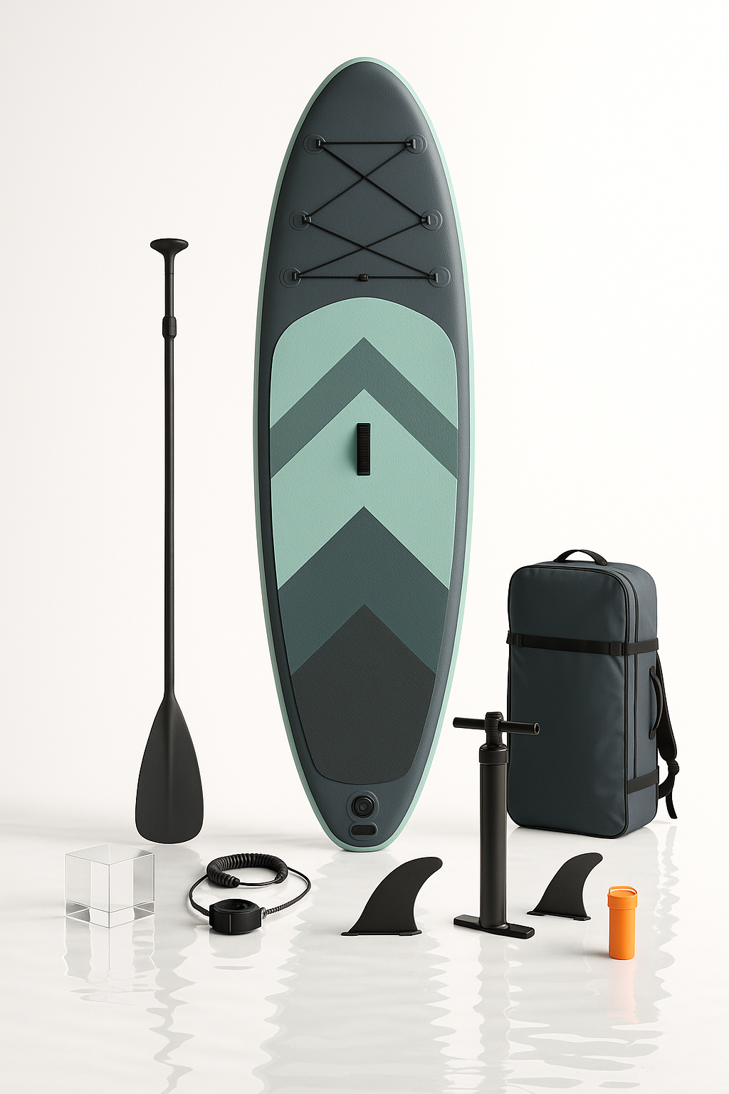 Aufblasbares Paddleboard, dunkelgrün/hellgrünes PVC, für See und Strand, 320 x 84 x 15 cm, montierbar wpFiLPw538LH