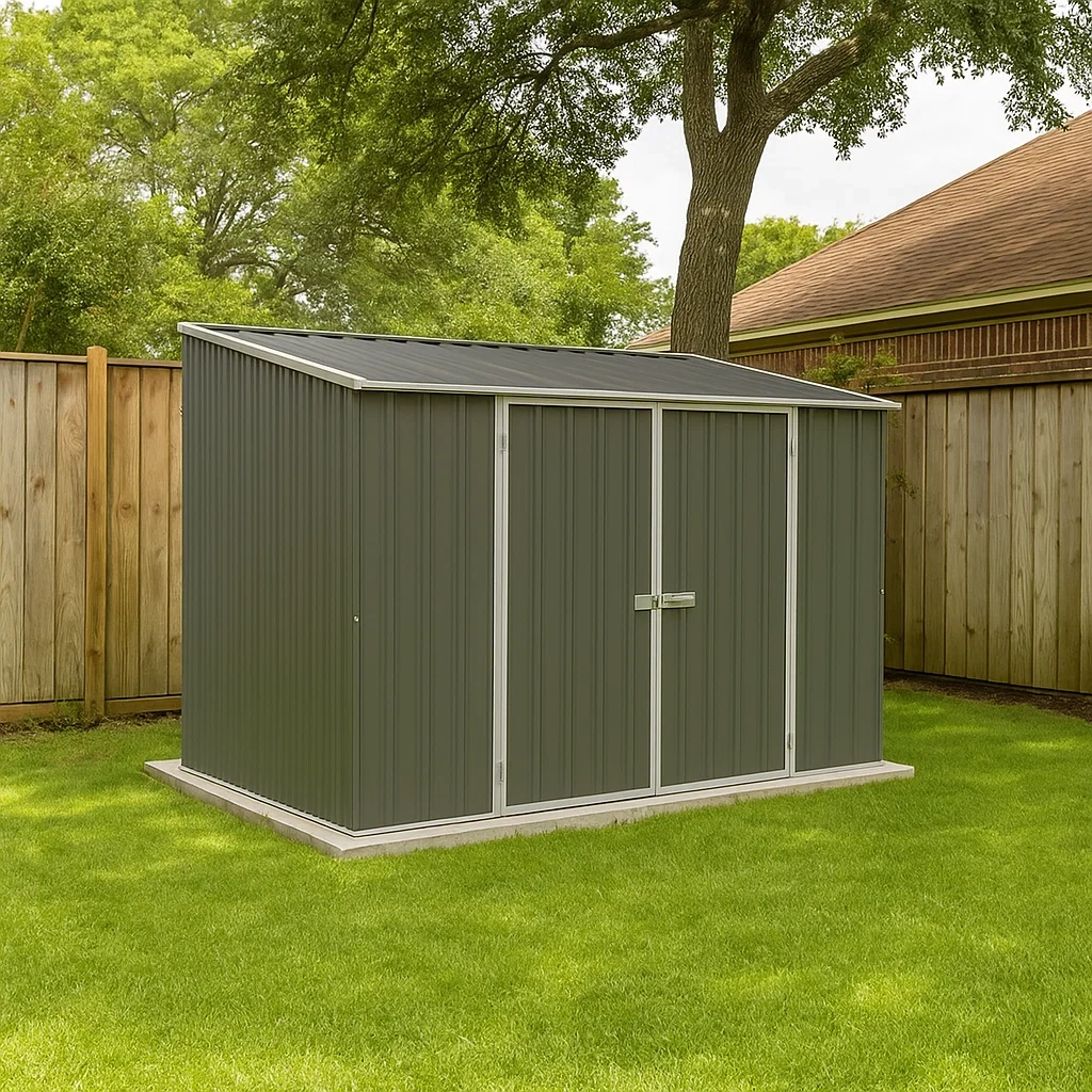 Gartenhaus, graugrün, Stahl, ohne Boden, für den Außenbereich, 300 x 152 x 208 cm