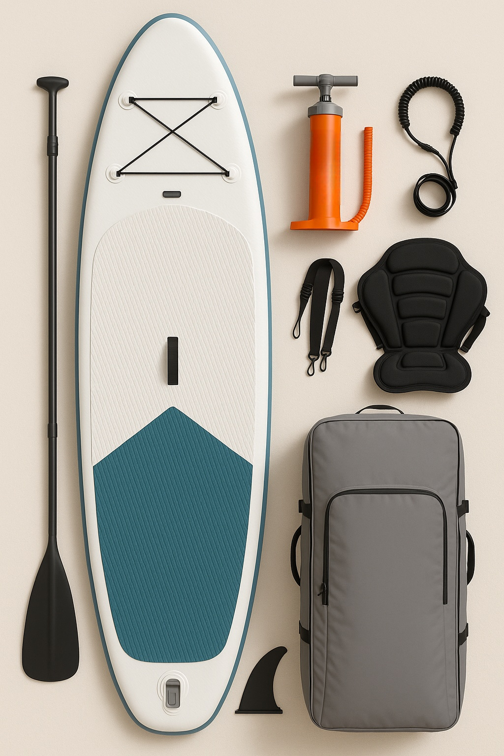 Aufblasbares Stand-Up-Paddle-Board, weiß-blau, PVC, für Freizeit und Küstennutzung, 320 × 84 × 15 cm, izaLiNS556Mw