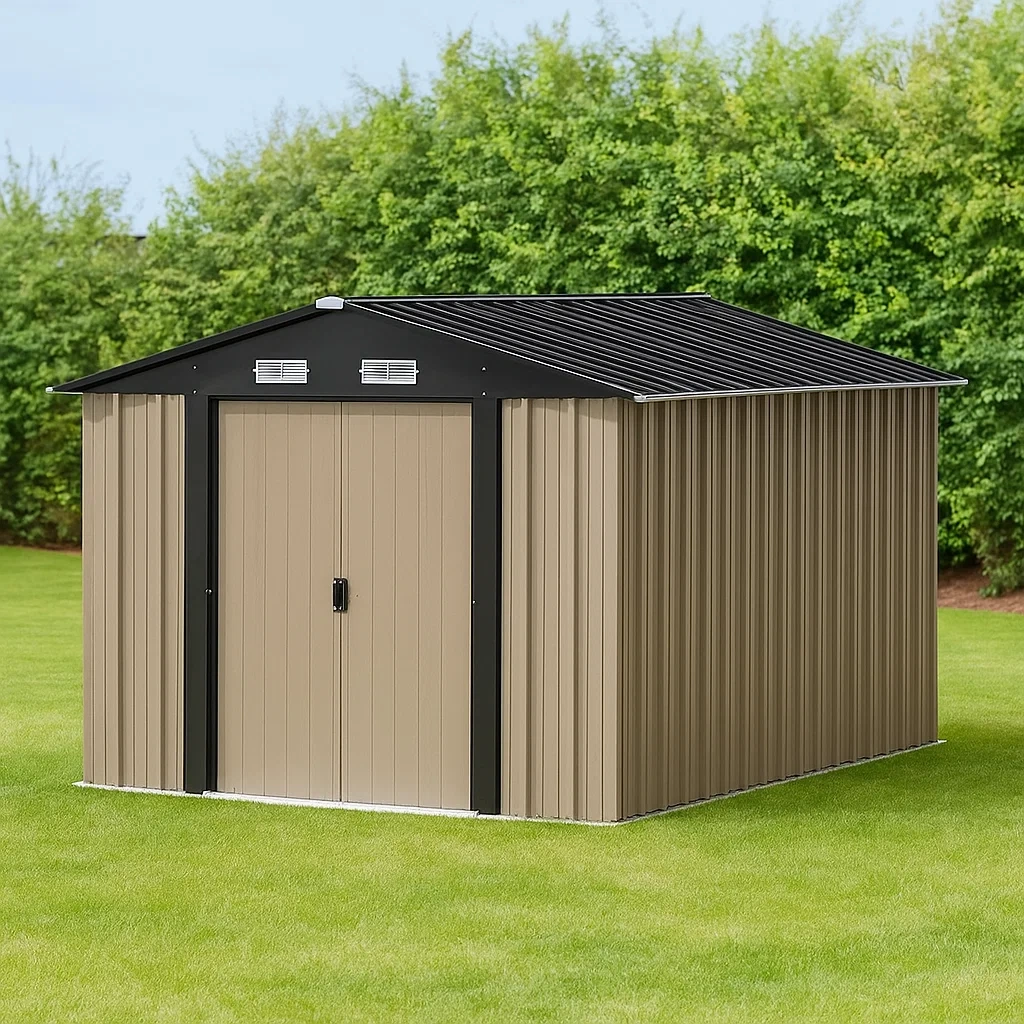 Gartenhaus, braun, Stahl, ohne Boden, für den Außenbereich, 439 x 239 x 254 cm