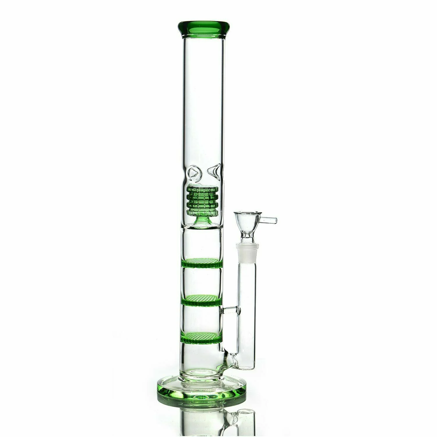 Green Three Layers Glass Bongs | 18.8mm 17inch - RORA