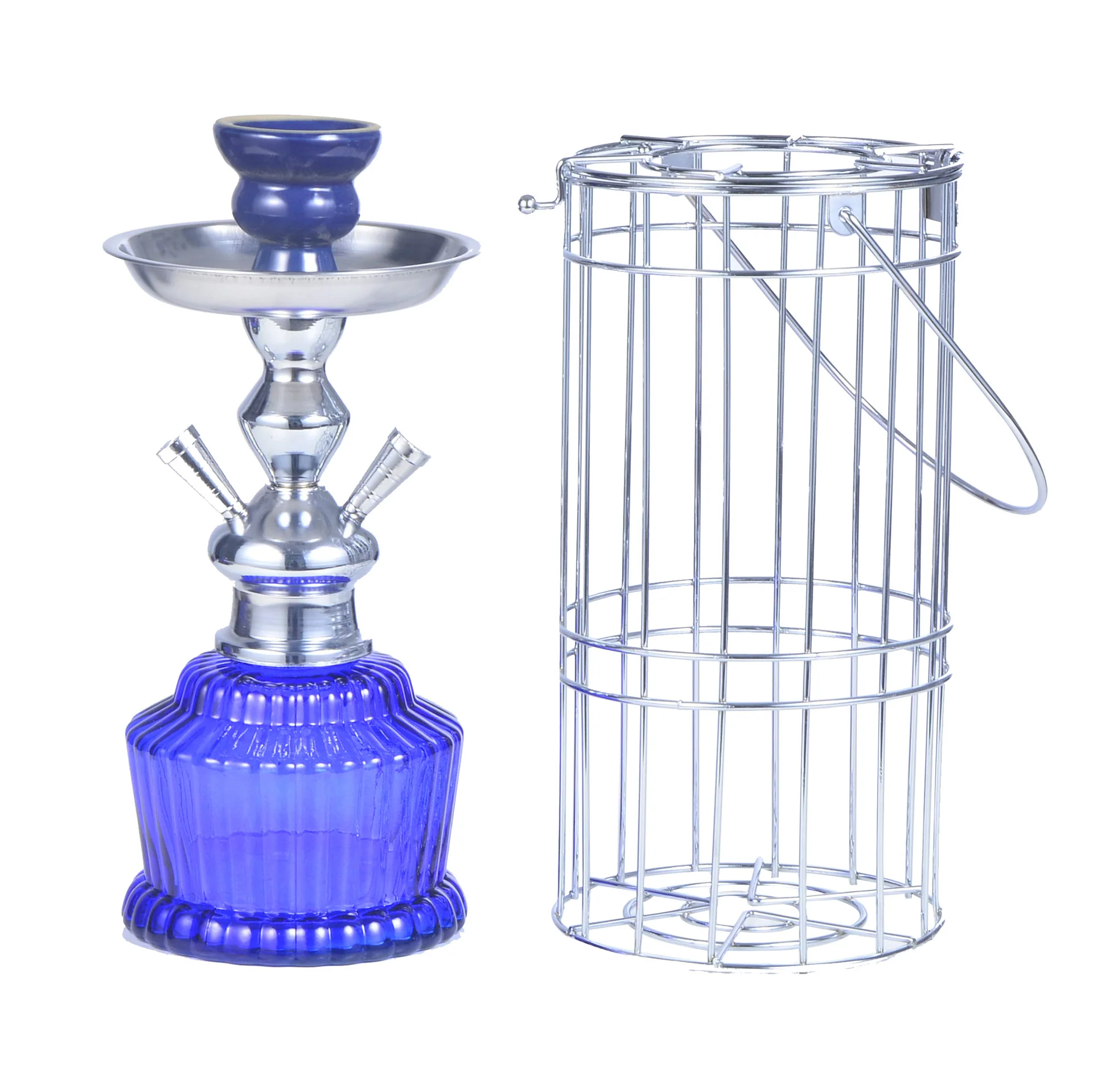 hookah shisha double-tube glass iron cage smoke bottle hookah shisha - RORA