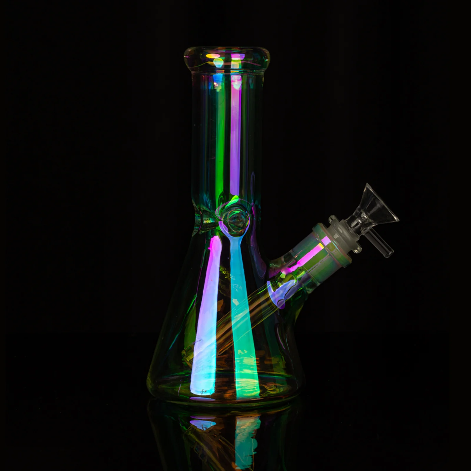 Glass Bong /8-inch heavy-duty glass bong with penetrating water pipe and hookah bag, 14mm bowl, rainbow colored drum - RORA