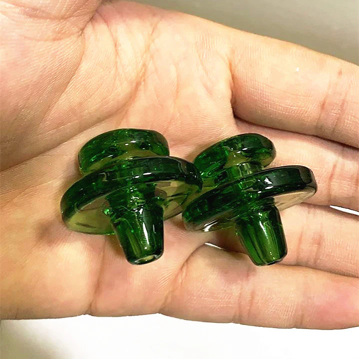 2pcs Glass Carb Cap Banger Quartz Carb Cap for Domeless Quartz Banger Nail Caps with Hold for Dab Rig Water Bong Pipe - RORA