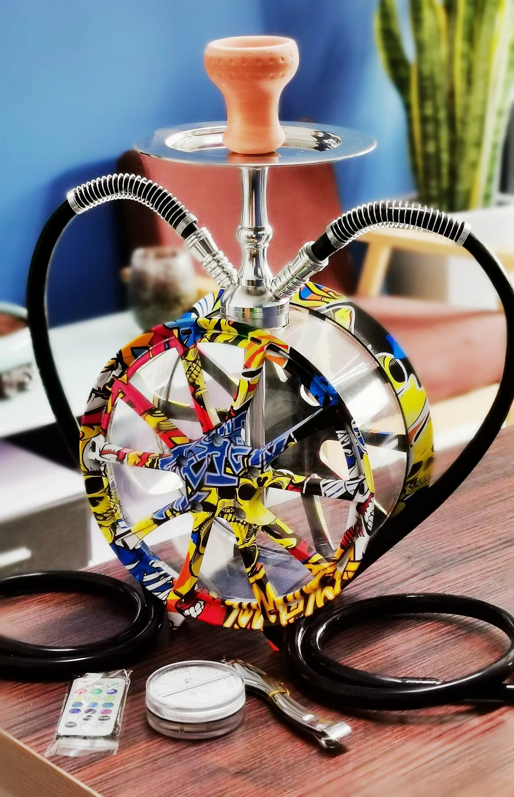 Arabic hookah Double-tube large hookah acrylic wheel hookah - RORA