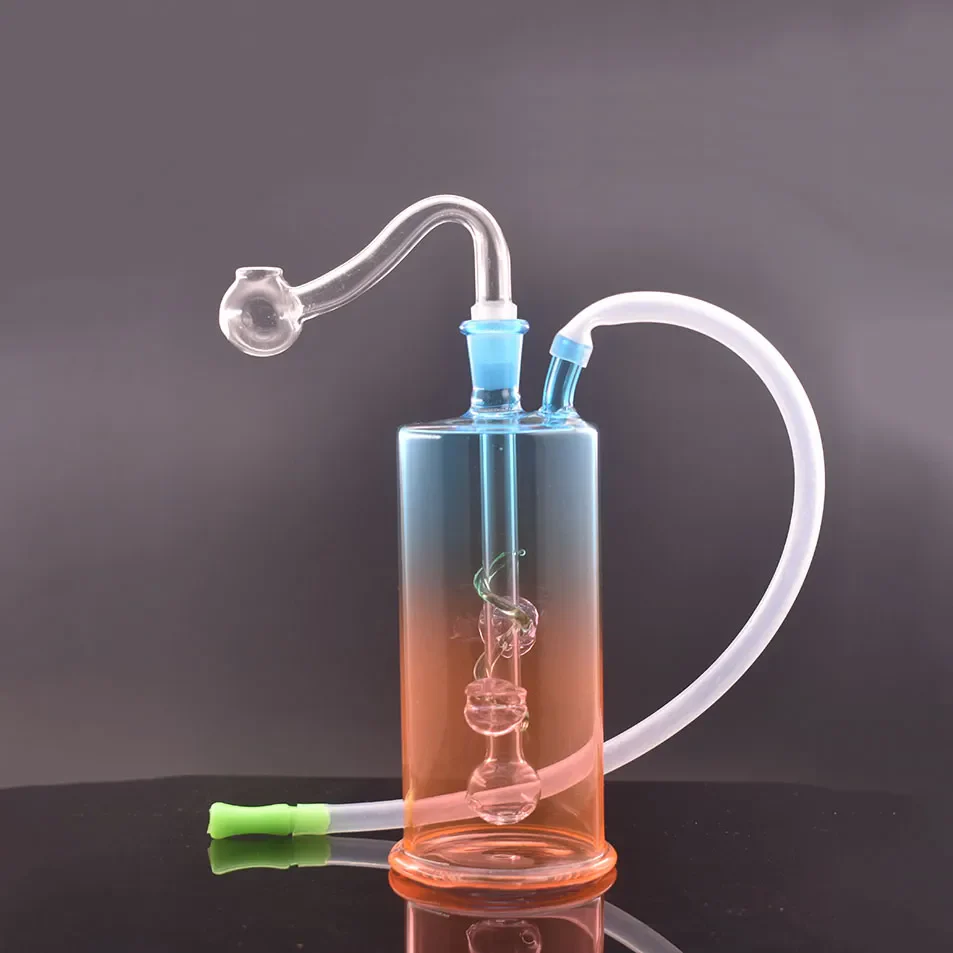 Two-color Gradient  Glass Oil Burner Bong with10mm Oil Pot and Hose - RORA