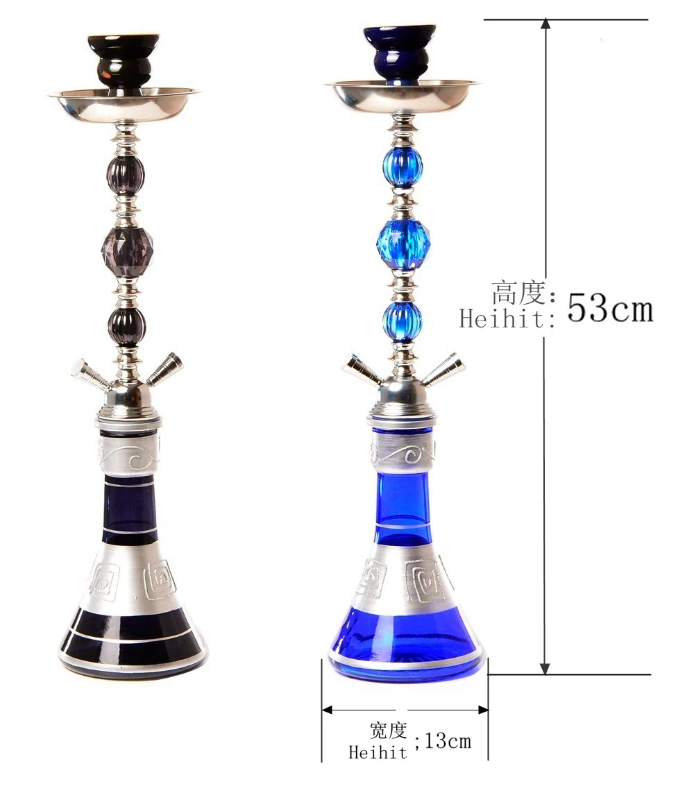 Double tube hookah set Arabic glass hookah kettle / 53cm high - RORA