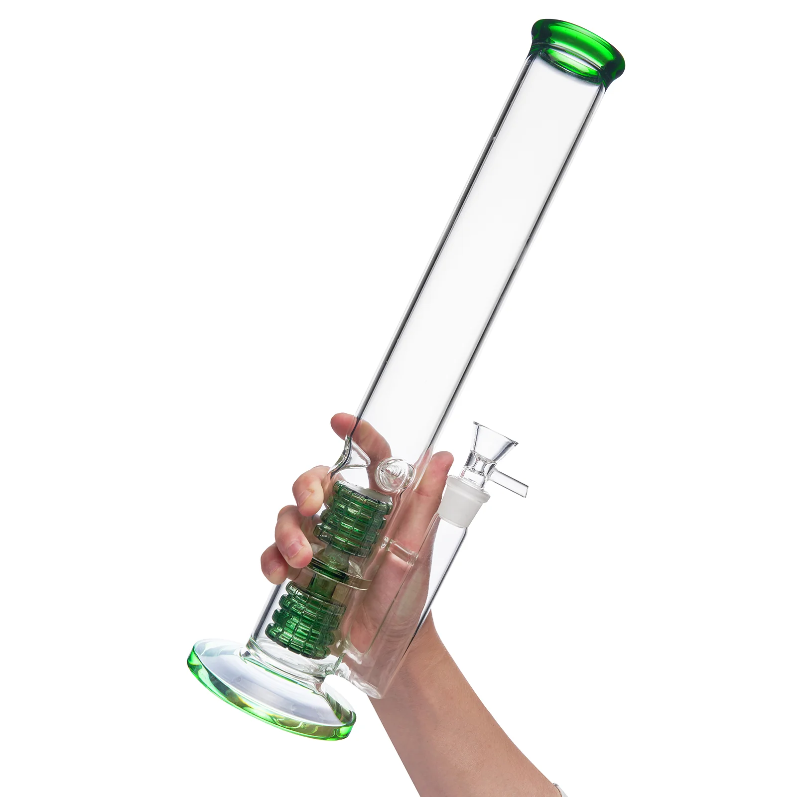 Green Double Cage Glass Bong | 18.8mm 15inch - RORA