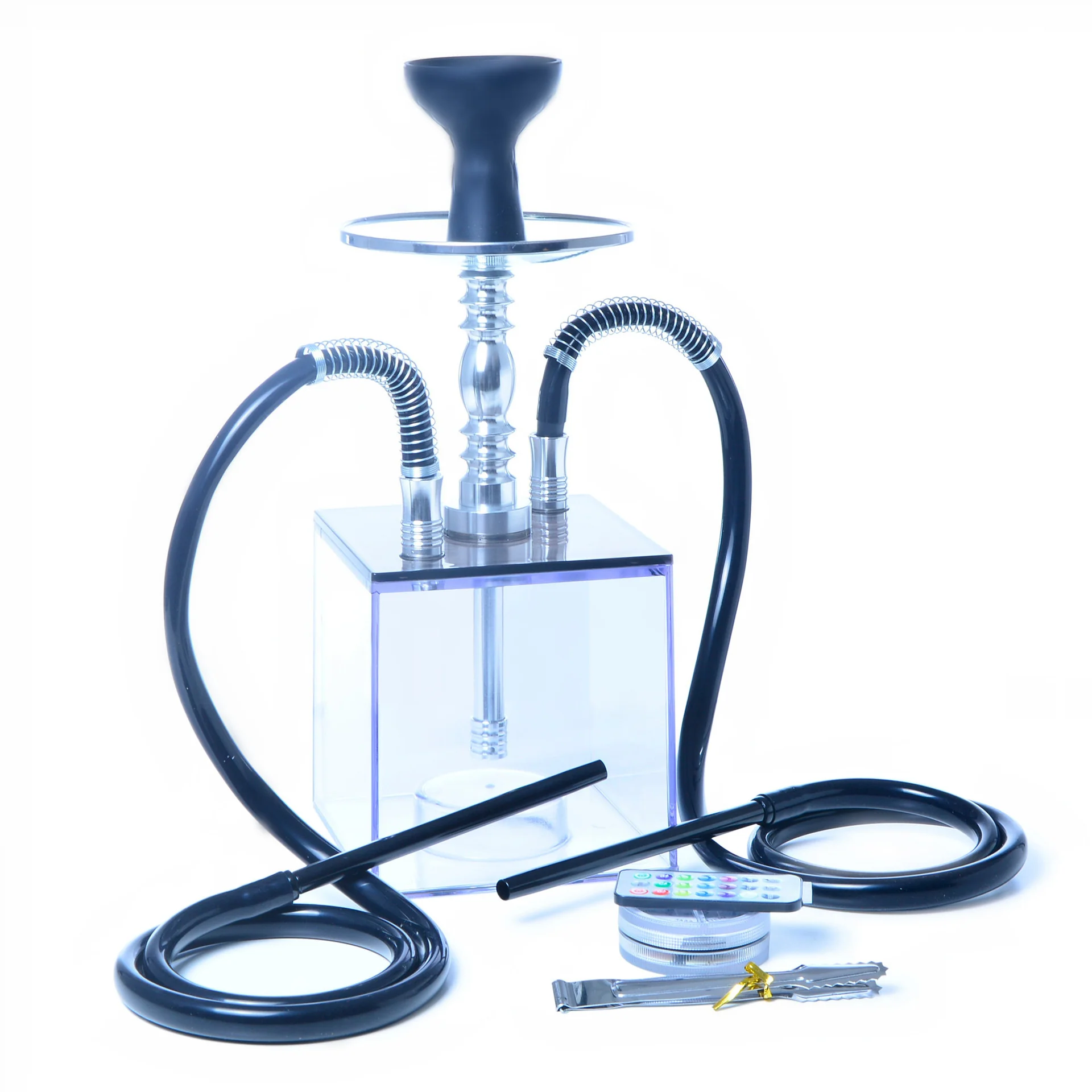 Arabian hookah, acrylic double-tube tobacco bottle, illuminated hookah - RORA