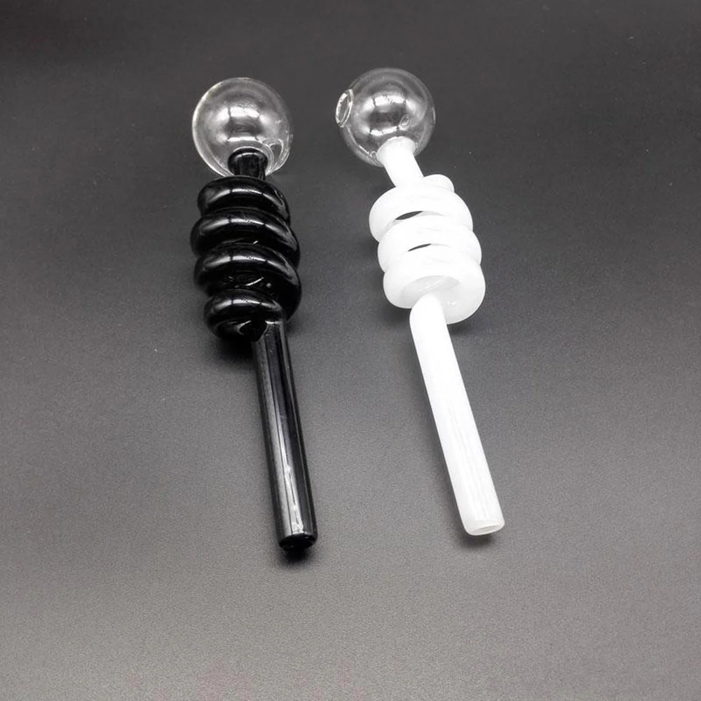 10pcs Curved Glass Oil Burner Pipe Pyrex Smoking Water Small Pipes for Bong Accessories with 14cm - RORA