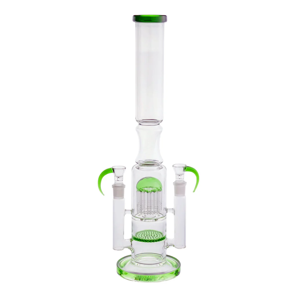 15Inch Green Hook Glass Bong 18mm Hookah Glass Water Pipe