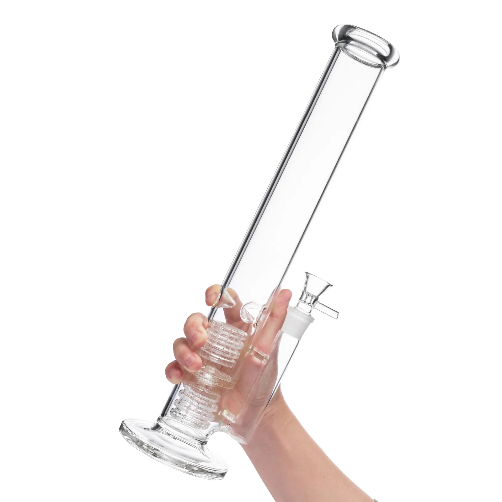 Transparent Double Cage Glass Bong | 18.8mm 15inch - RORA