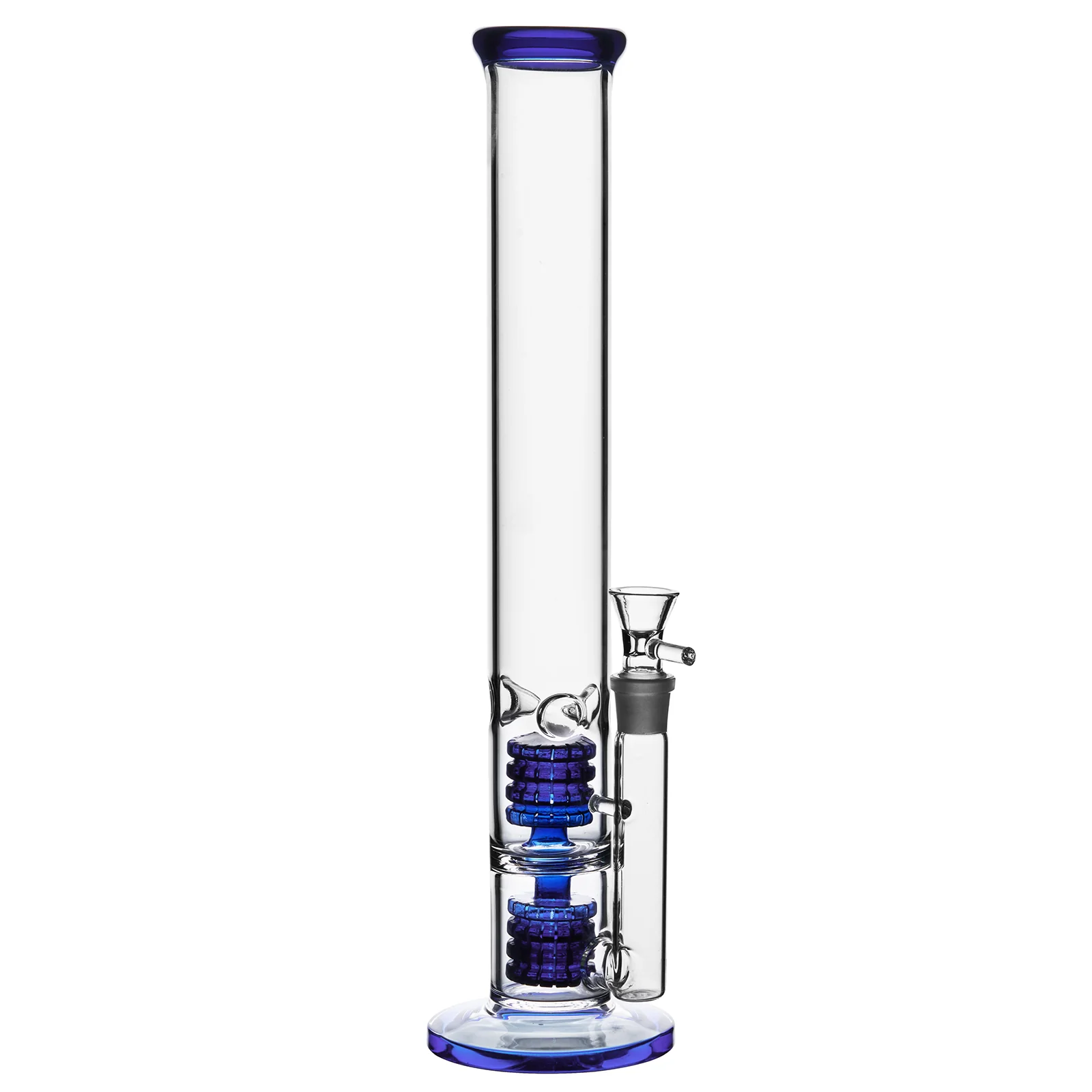 Blue Double Cage Glass Bong | 18.8mm 15inch - RORA
