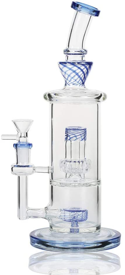 Thick Glass Bong Water Pipes 11in Height Honeycomb heady Bongs with 14mm Bowl - RORA