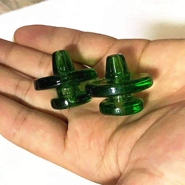 2pcs Glass Carb Cap Banger Quartz Carb Cap for Domeless Quartz Banger Nail Caps with Hold for Dab Rig Water Bong Pipe - RORA