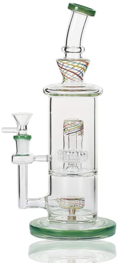 Thick Glass Bong Water Pipes 11in Height Honeycomb heady Bongs with 14mm Bowl - RORA