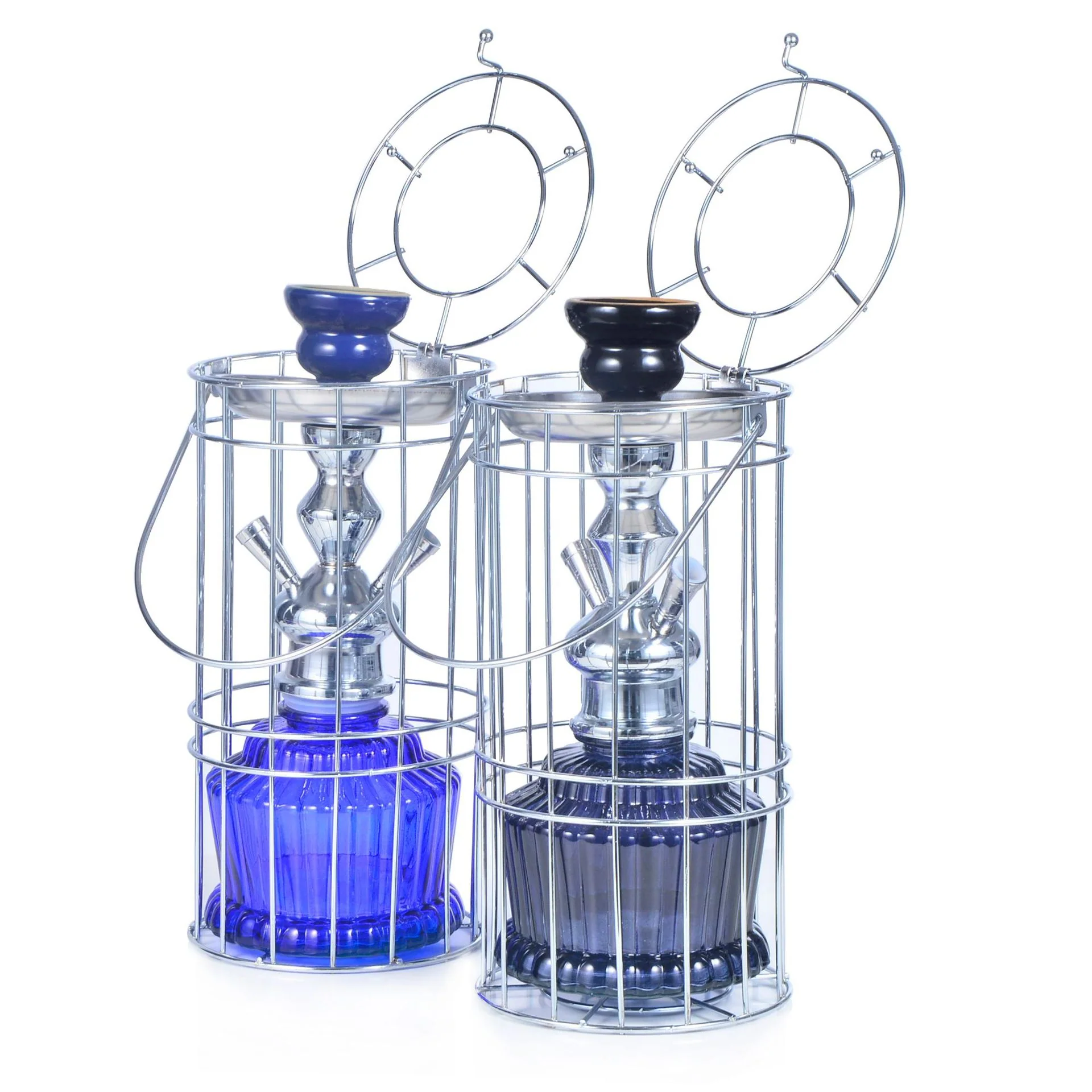 hookah shisha double-tube glass iron cage smoke bottle hookah shisha - RORA