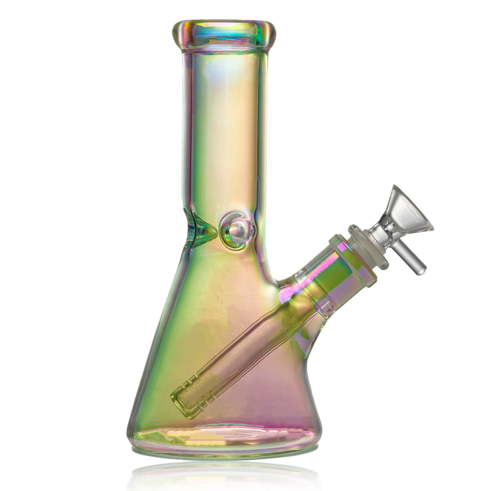 Glass Bong /8-inch heavy-duty glass bong with penetrating water pipe and hookah bag, 14mm bowl, rainbow colored drum - RORA