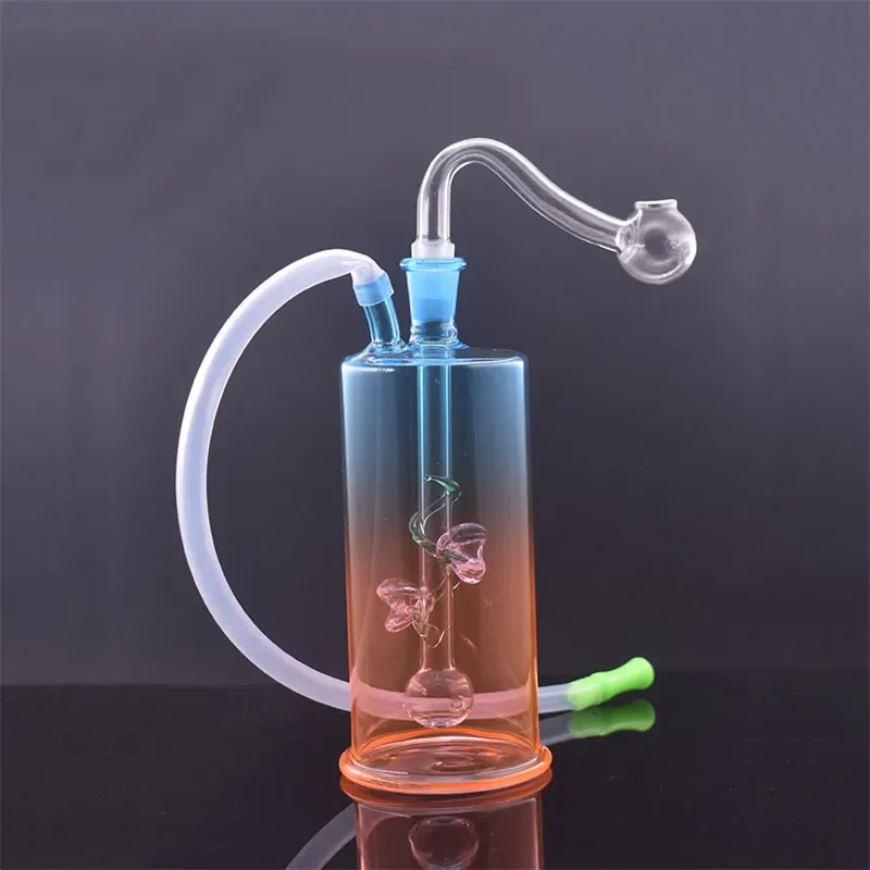 Two-color Gradient  Glass Oil Burner Bong with10mm Oil Pot and Hose - RORA