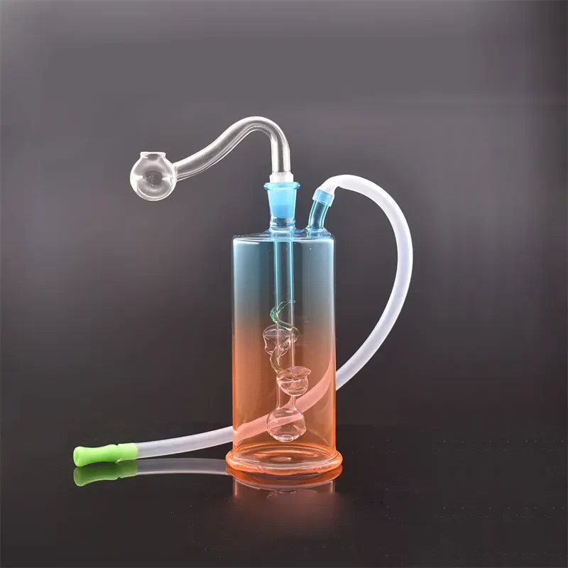 Two-color Gradient  Glass Oil Burner Bong with10mm Oil Pot and Hose - RORA