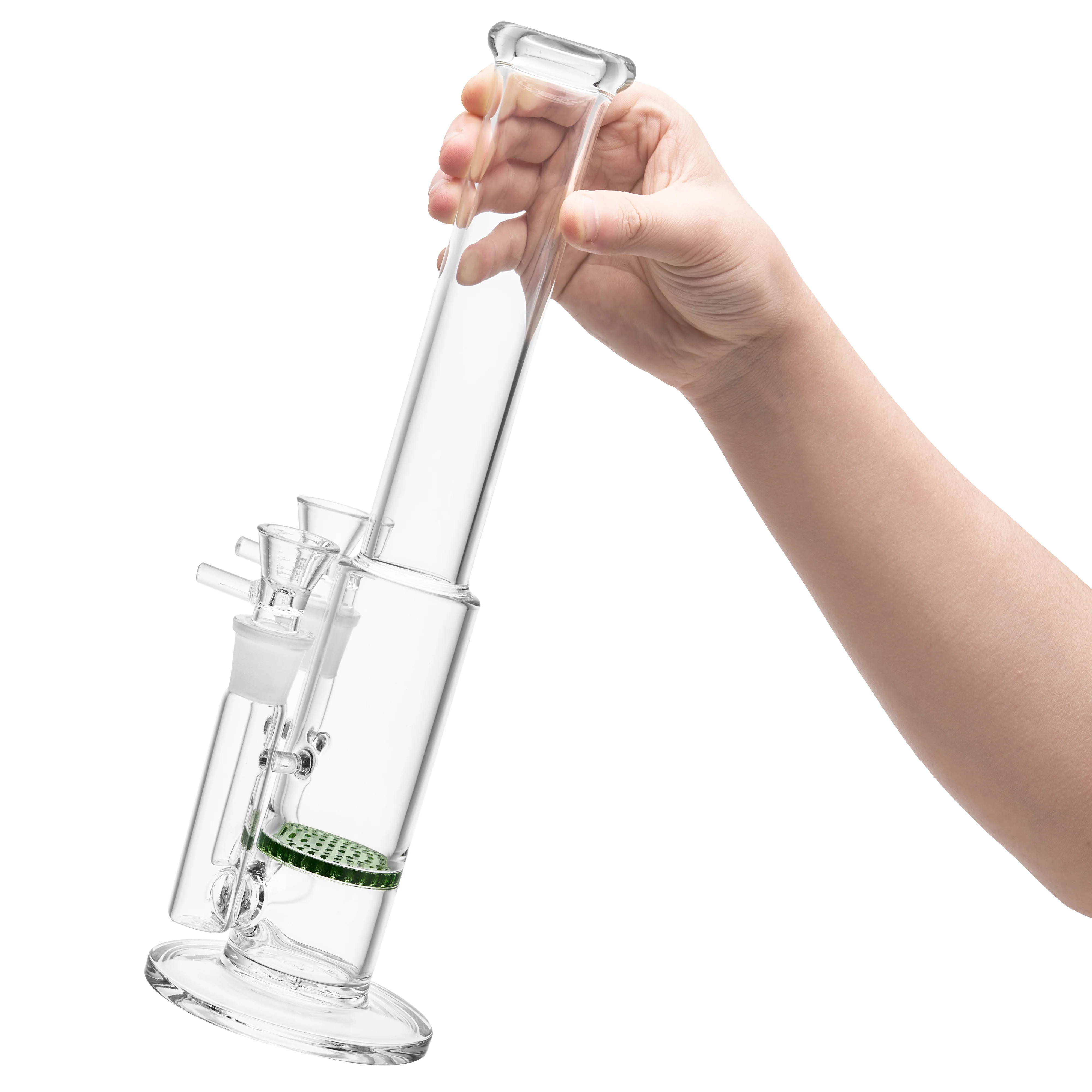 Clear Double Bowl Glass Bong Dab Rig Heavy Gravity Bong