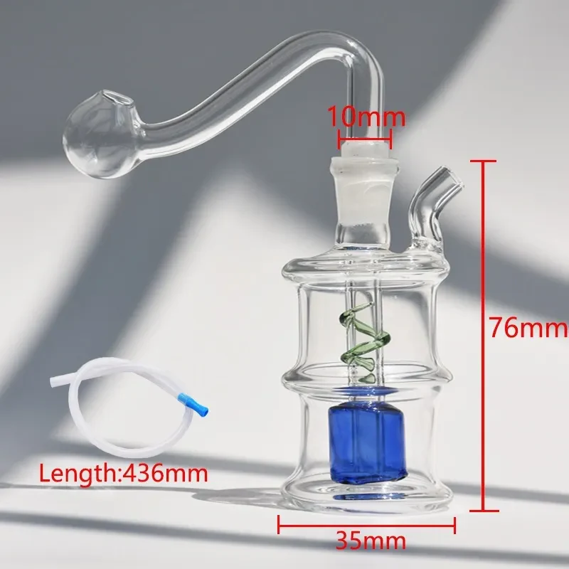 Glass Water Bong Pyrex Recycler Pipes | 7.6cm - RORA