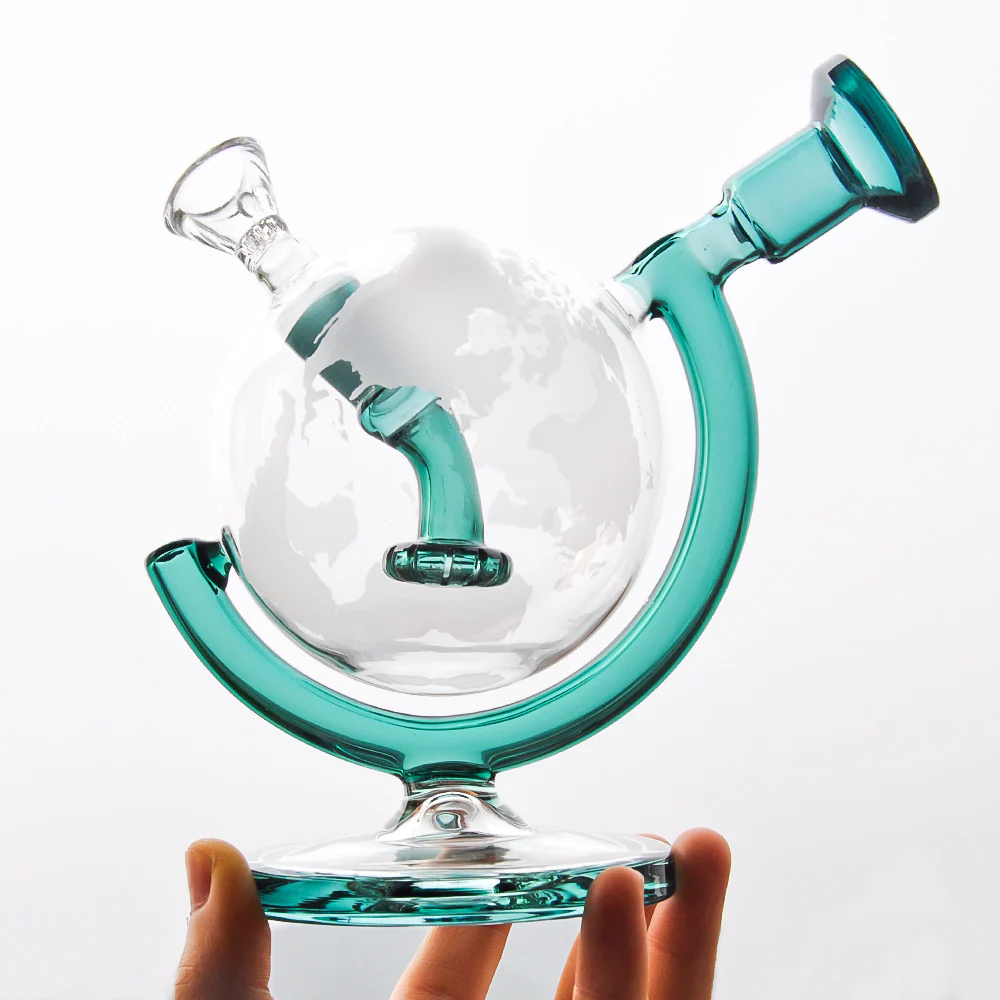 Green Globe Glass Bong Dab Rig | 7 Inches