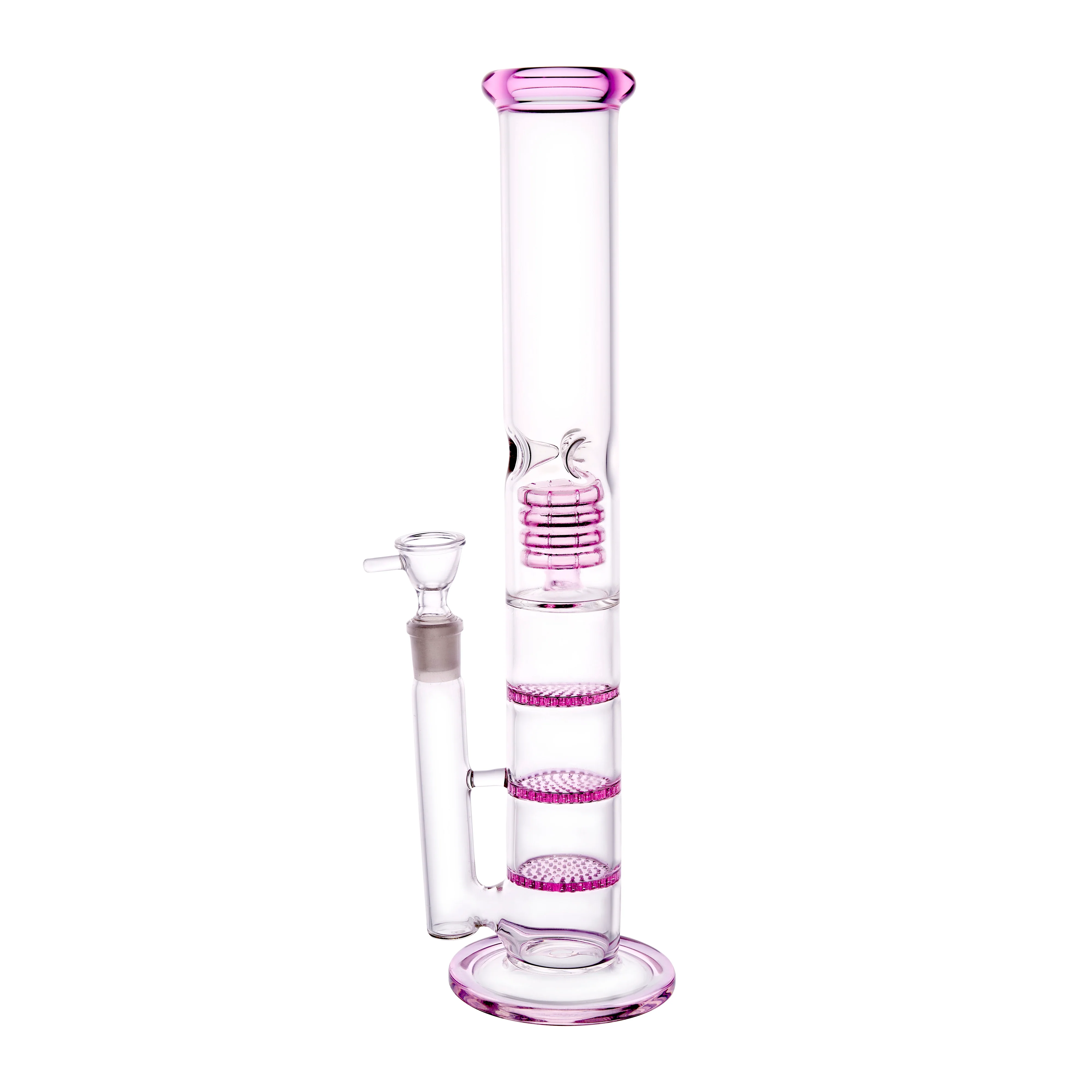 Pink Three Layers Glass Bongs Water Pipe | 18.8mm 17inch