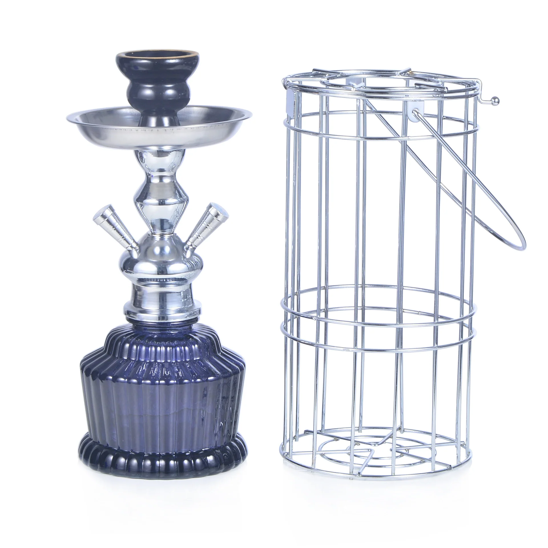 hookah shisha double-tube glass iron cage smoke bottle hookah shisha - RORA
