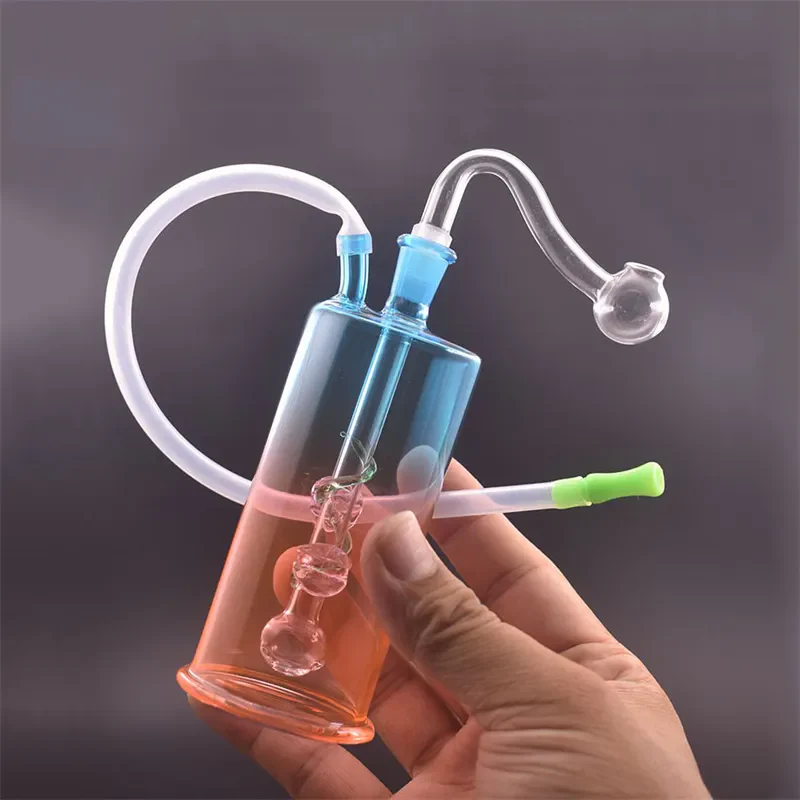 Two-color Gradient  Glass Oil Burner Bong with10mm Oil Pot and Hose - RORA