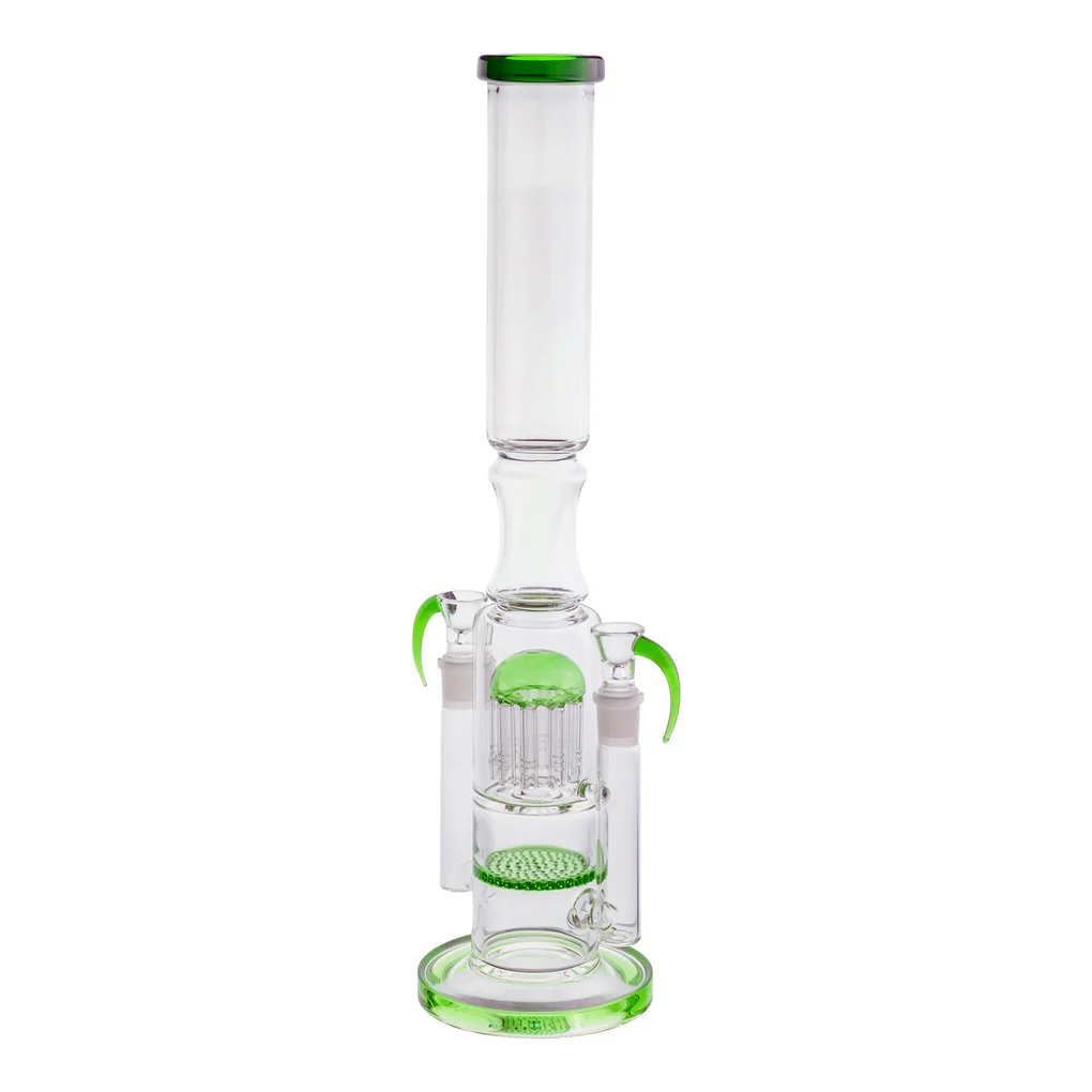 15Inch Green Hook Glass Bong 18mm Hookah Glass Water Pipe