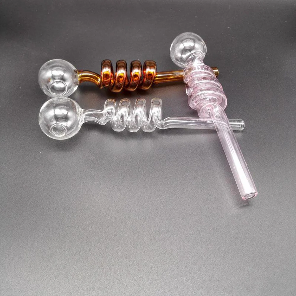 10pcs Curved Glass Oil Burner Pipe Pyrex Smoking Water Small Pipes for Bong Accessories with 14cm - RORA